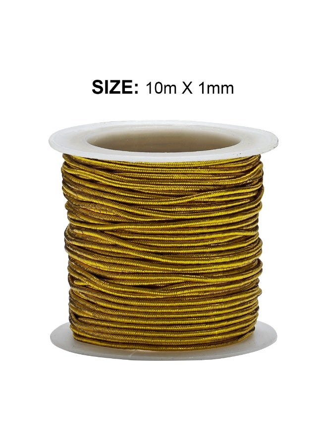 Habibi Party 10 Meter Elastic Ribbon Roll – Gold Color, 1 mm for Gift Wrapping, Crafts & Decoration - Image 3